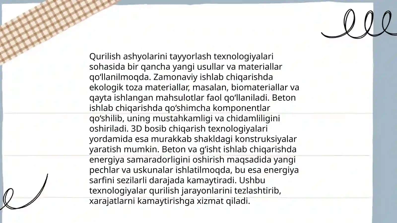 Qurilish ashyolarini tayyorlashning asosiy printsplari, asosiy nazariy tayyolashlar tahlili 4