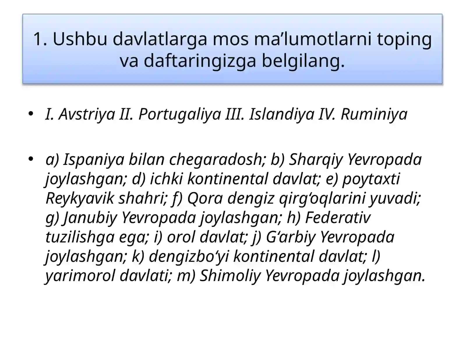 Yevropa siyosiy xaritasini o‘rganish 4