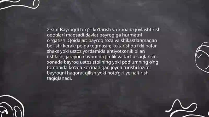 "Tarbiya jarayonida davlat ramzlaridan foydalanish" dars ishlanmasi 4