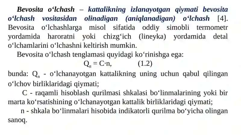 O‘LCHASH VOSITALARI, ULARNING ELEMENTLARIVAPARAMETRLARI 4
