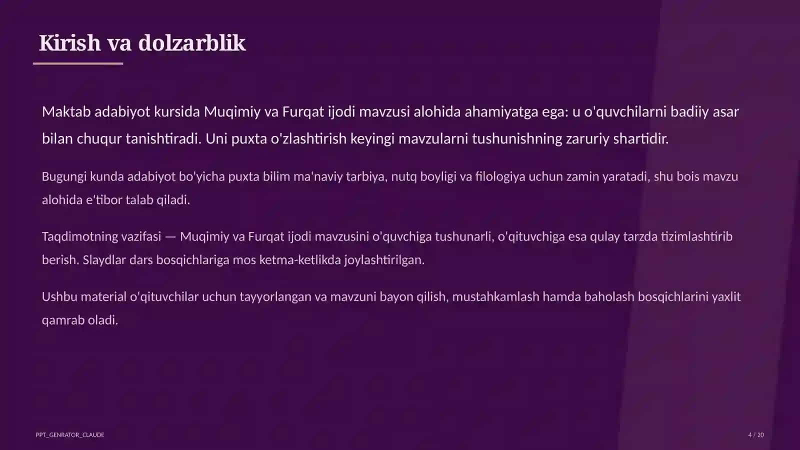 Muqimiy va Furqat ijodi (10-sinf) 4