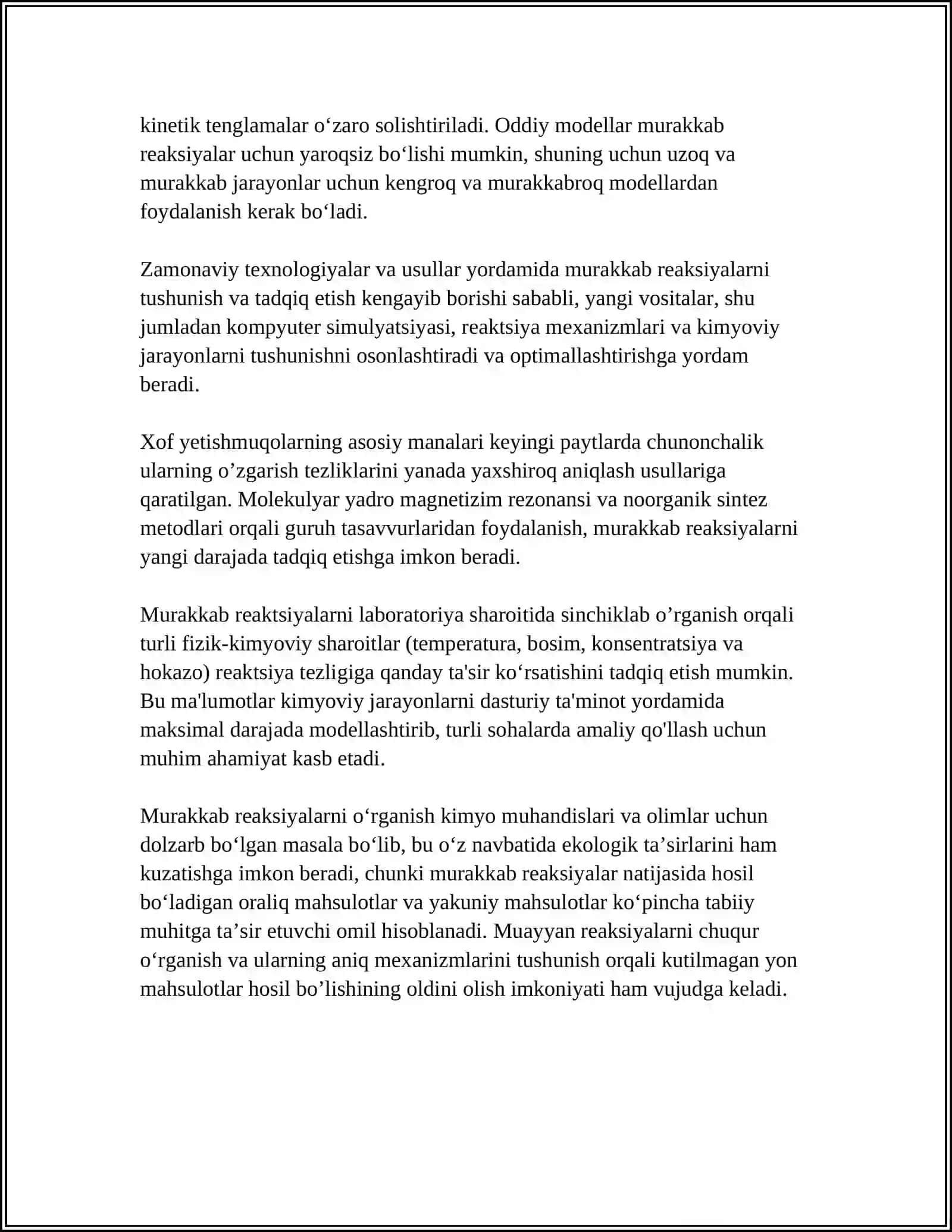 MURAKKAB REAKSIYALAR KINETIKASI 4