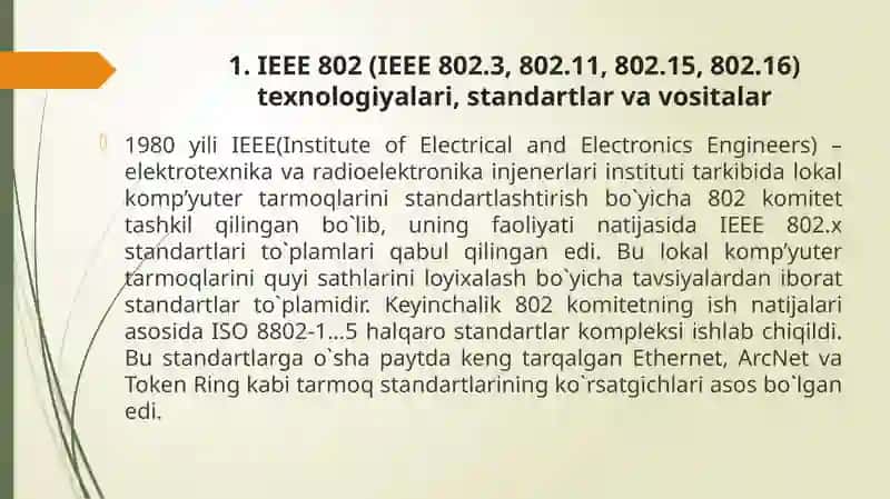 Kompyuter tarmoqlarining standart texnologiyalari 4