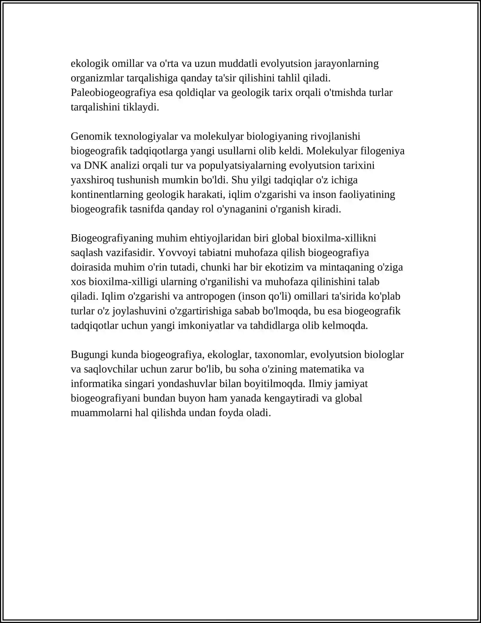 BIOGEOGRAFIYANING RIVOJLANISH TARIXI. BIOGEOGRAFIYANING RIVOJLANISHIGA HISSA QOSHGAN OLIMLARNING ISHLARINI ORGANISH 4