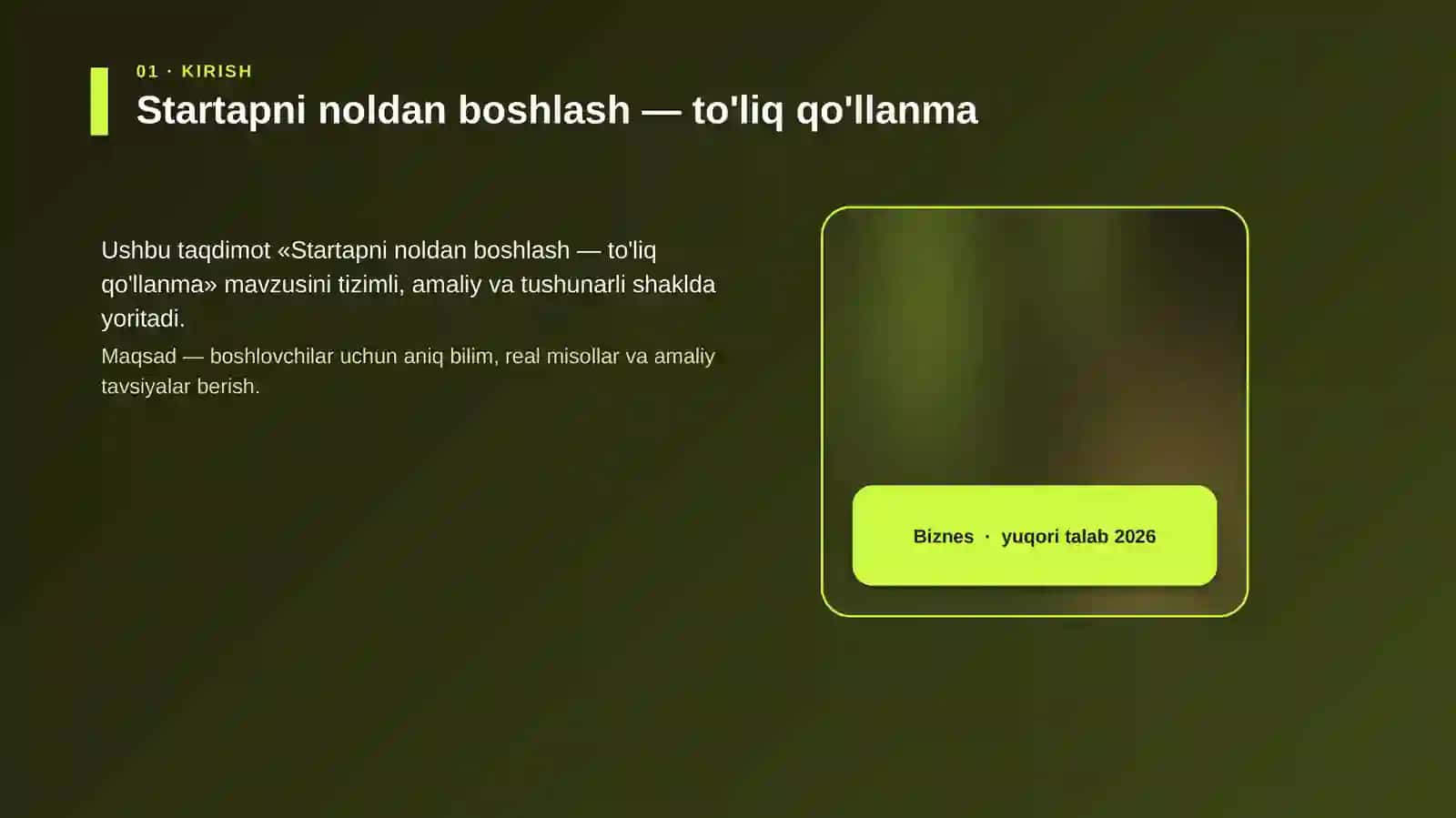 Startapni noldan boshlash — to'liq qo'llanma 4