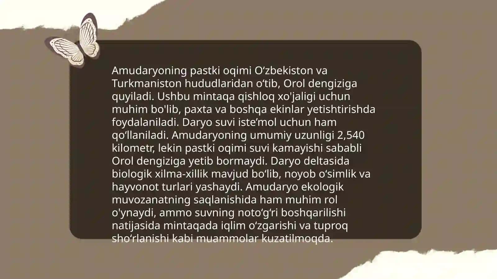 QORAQALPOG‘ISTONNING TABIIY TIZIMLARGA BO‘LINISHI AMUDARYONING PASTKI OQIMI 4