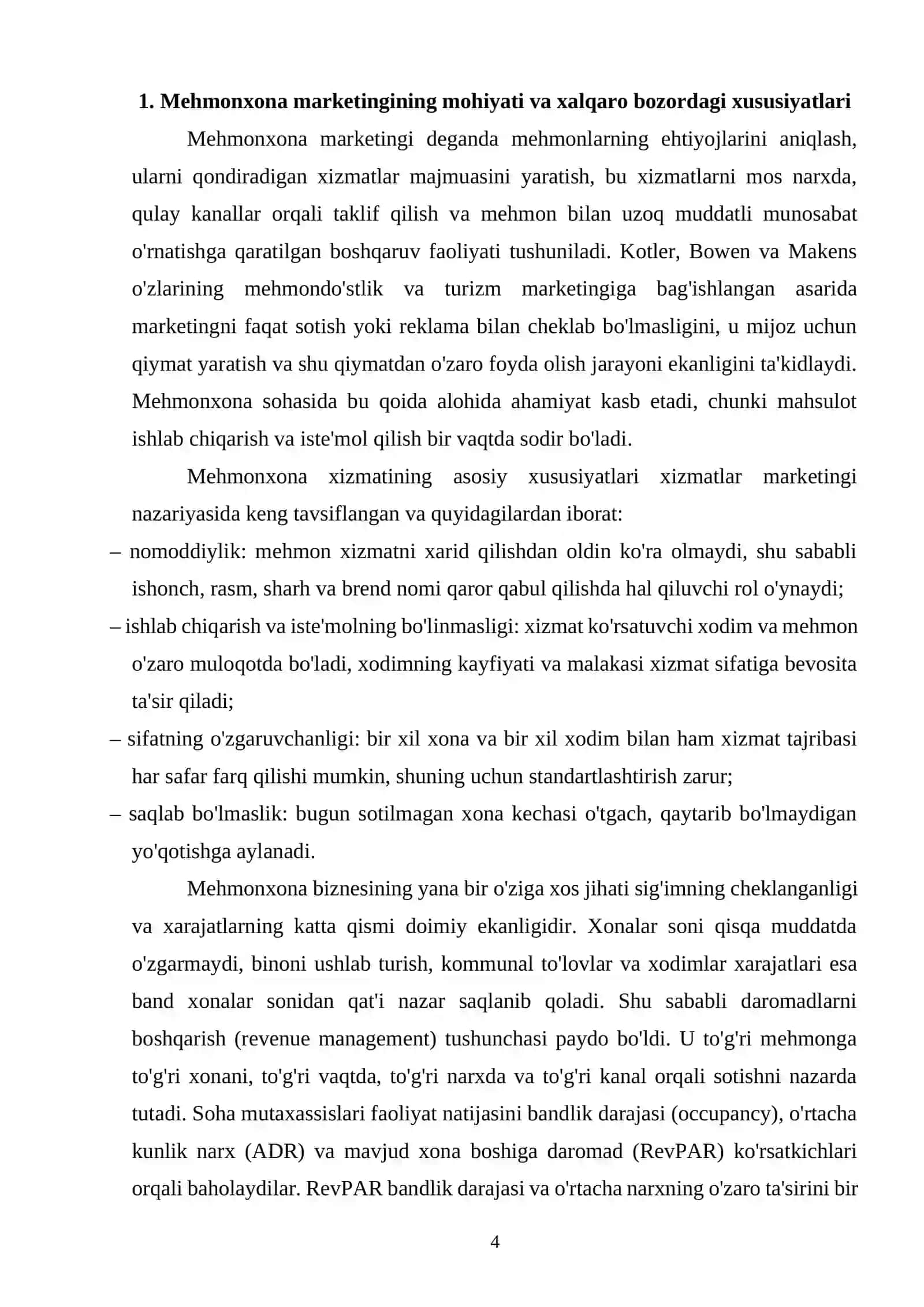 Xalqaro mehmonxonalar marketing strategiyalari va brending jarayoni 4