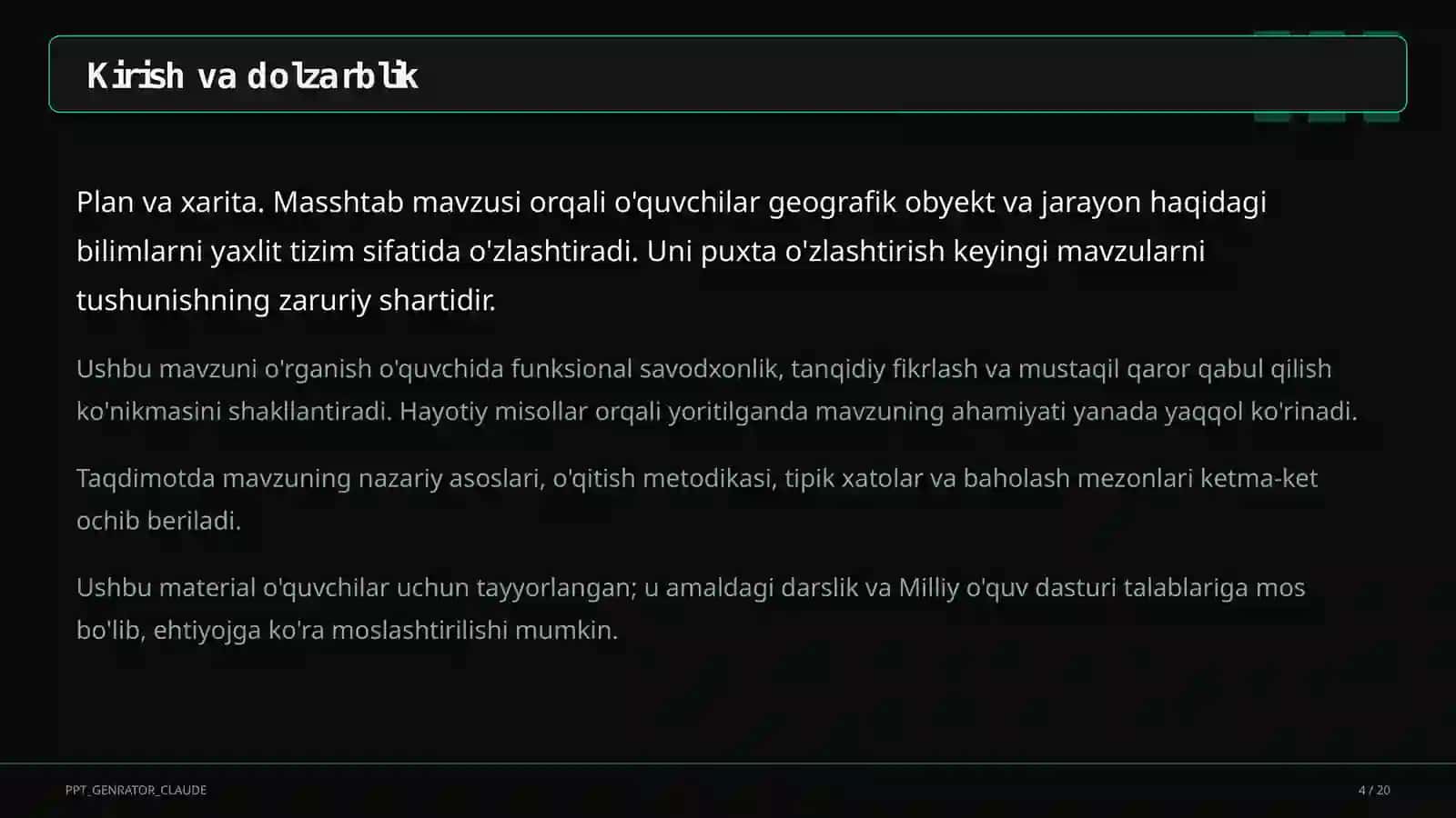 Plan va xarita. Masshtab (5-sinf) 4