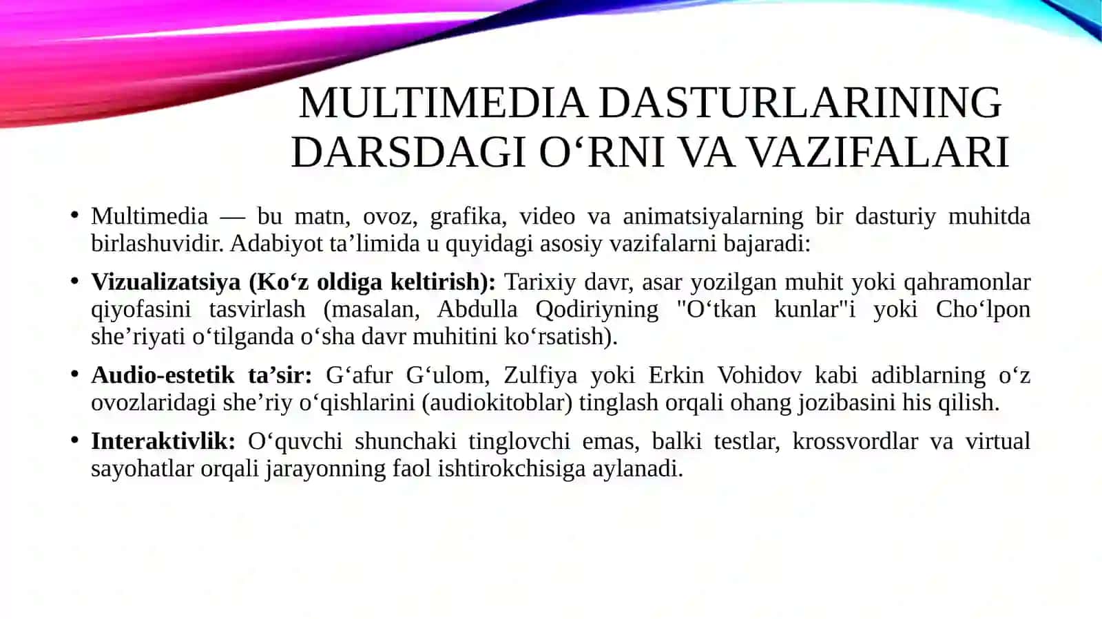 Adabiyotni o‘qitishda multimedia dasturlaridan foydalanish 4
