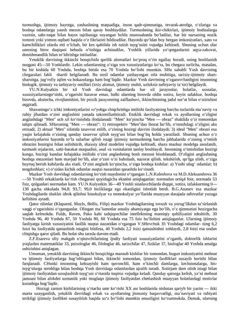 15-ma’ruza: Yoshlik, yetuklik va keksalik davrining psixologik xususiyatlari 4