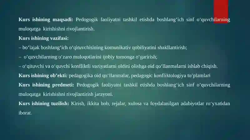 PEDAGOGIKA FANINI TASHKIL QILISHDA MULOQOTGA KIRISHISHNI RIVOJLANTIRISH 4