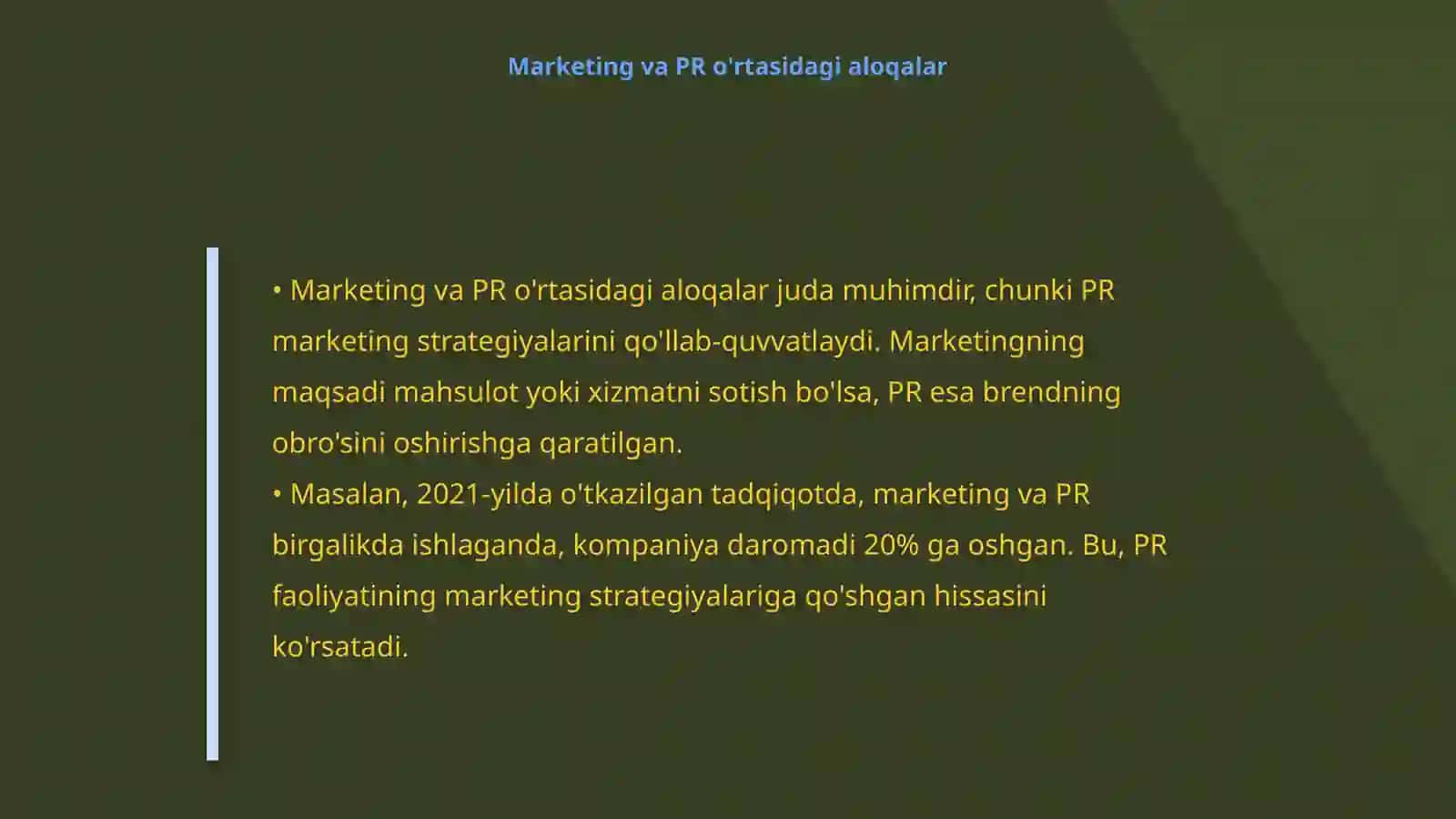 PR faoliyatining marketingdagi ro’li 4