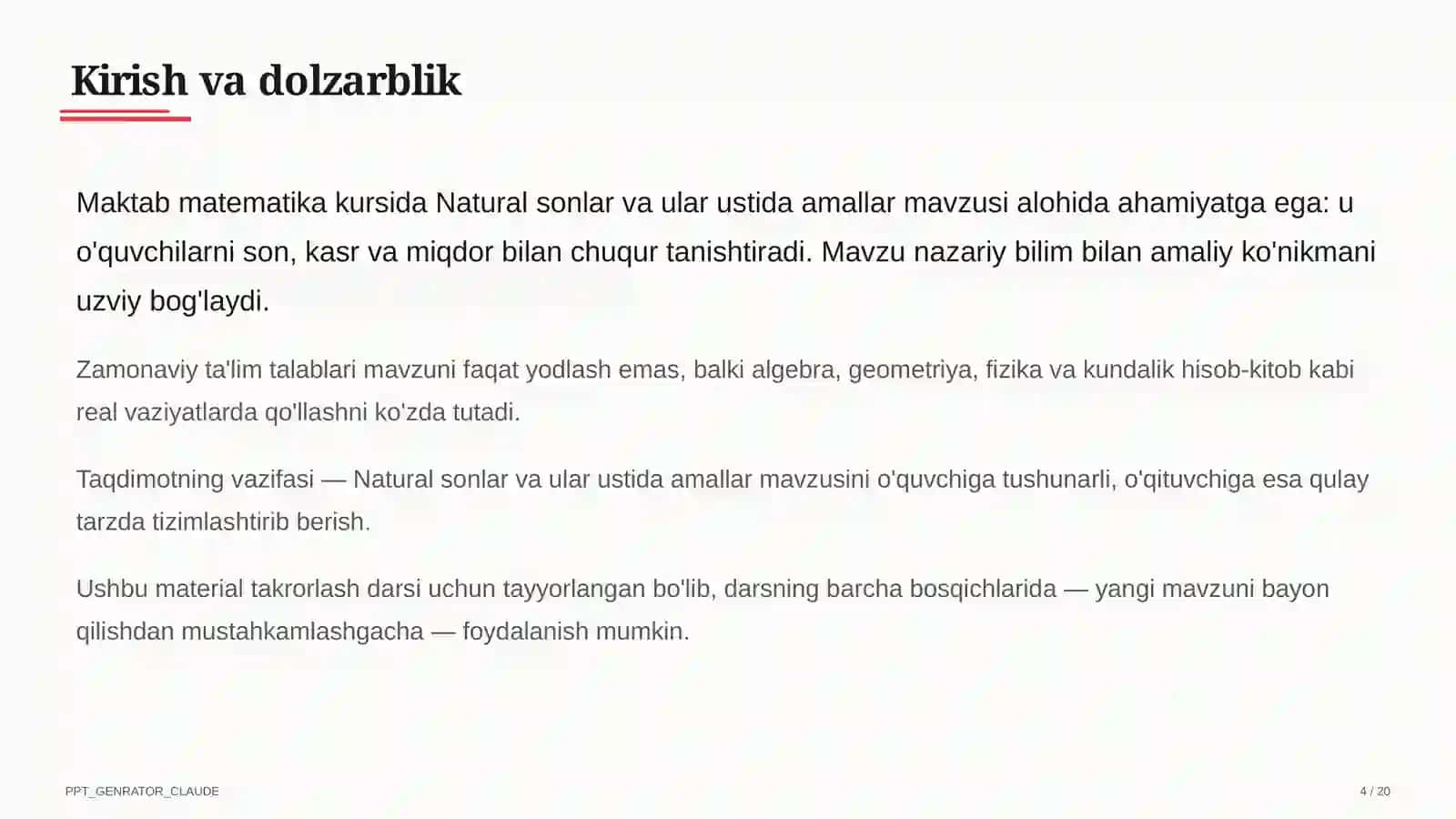 Matematika (5–6) — takrorlash darsi uchun 4