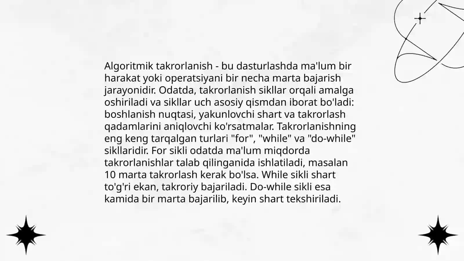 Takrorlanuvchi jarayonlarni dasturlash 4