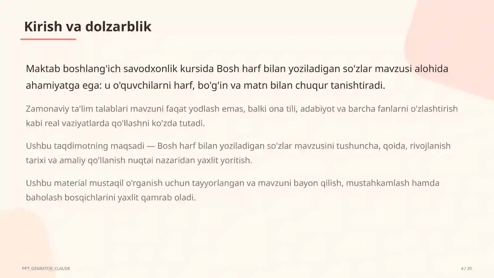Bosh harf bilan yoziladigan so'zlar (2-sinf) 4