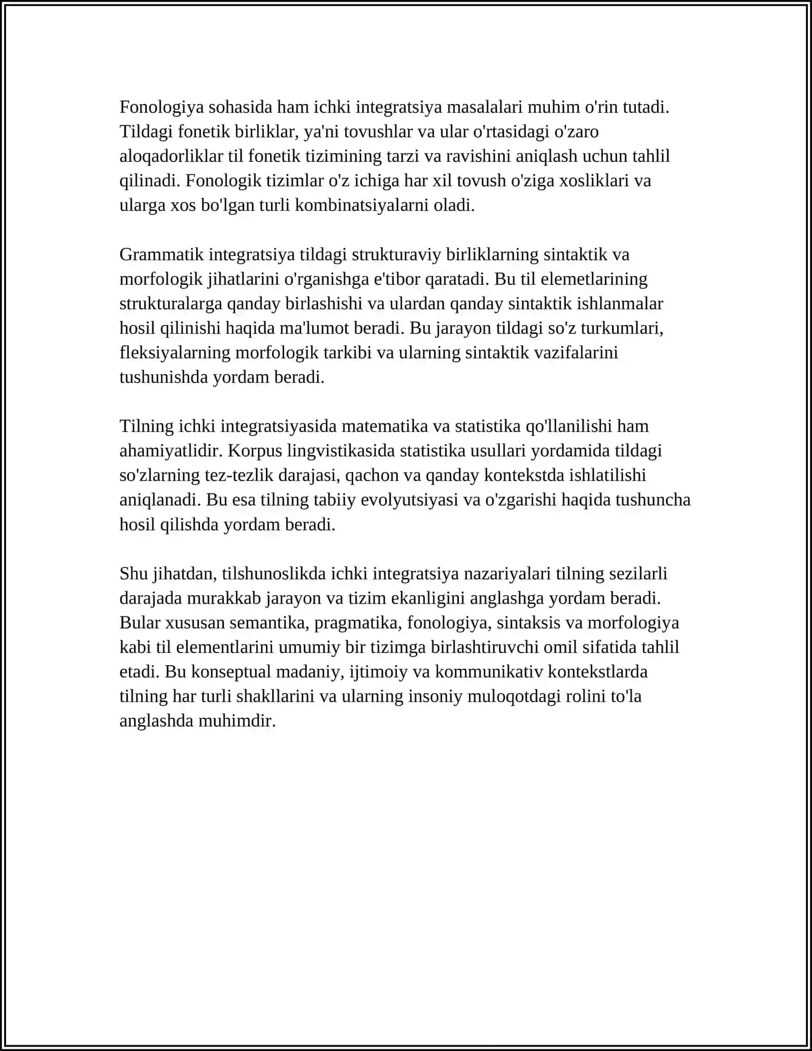 TILSHUNOSLIK MASALALARINI OʻRGANISHDA ICHKI INTEGRATSIYA 4