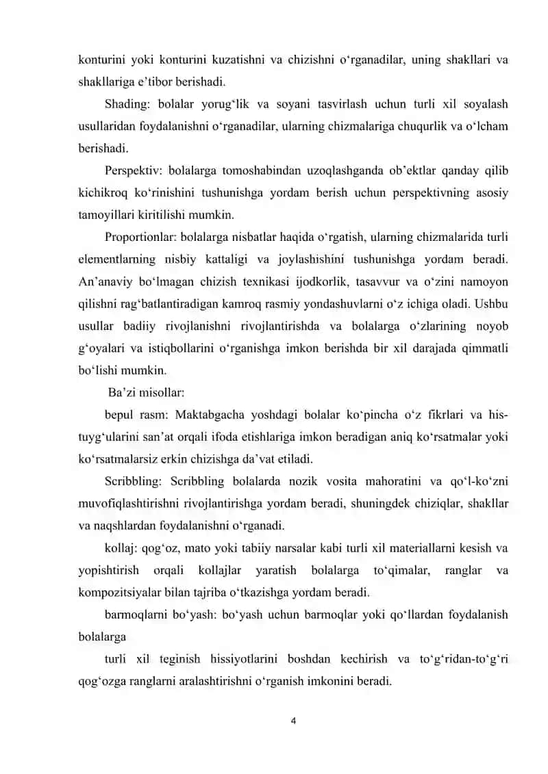 TASVIRIY FAOLIYATGA O‘RGATISH METODIKASI 4