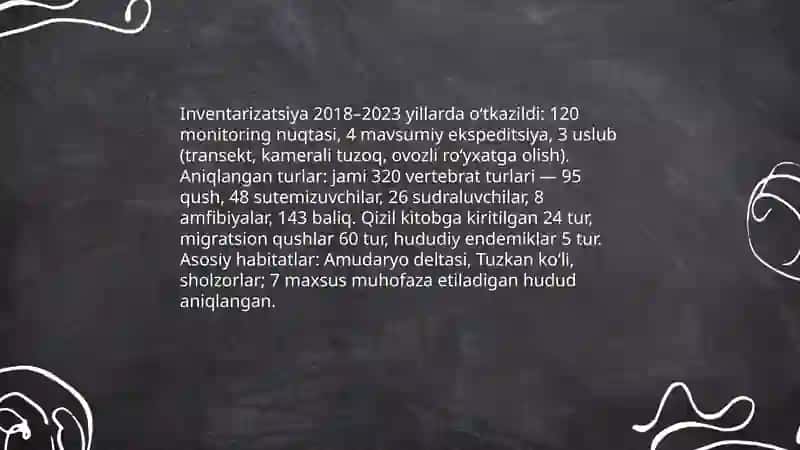 Xorazm viloyati bioxilma xilligi va alohida muhofaza etiladigan tabiiy hududlarni oʻrganish 4