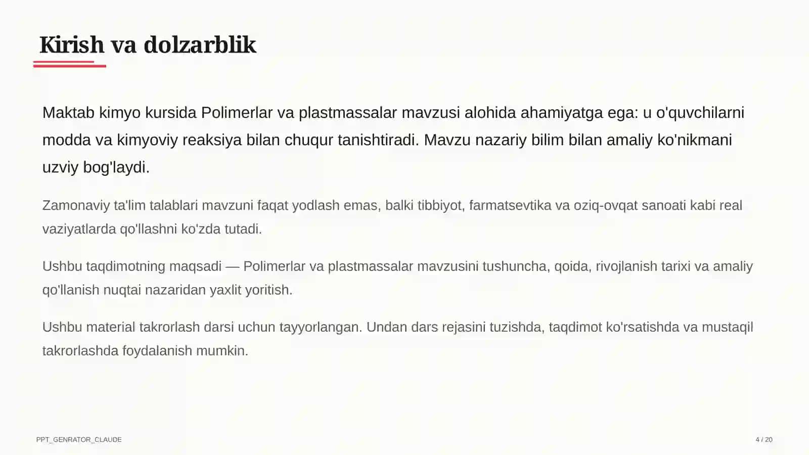Polimerlar va plastmassalar (11-sinf) 4