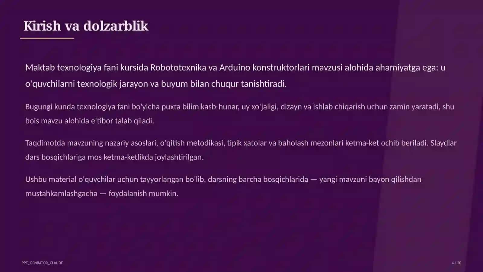 Robototexnika va Arduino konstruktorlari (9-sinf) 4