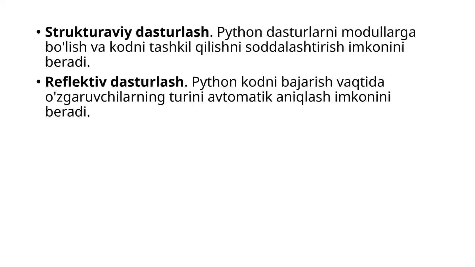 Python dasturlash tilining asosiy tasnifi 4