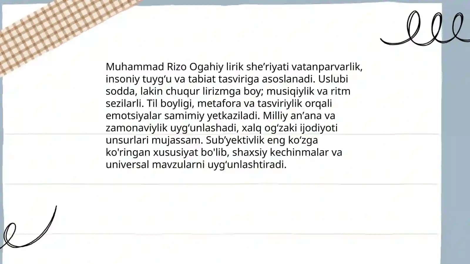 Muhammad Rizo Ogahiy va uning lirikasi 4