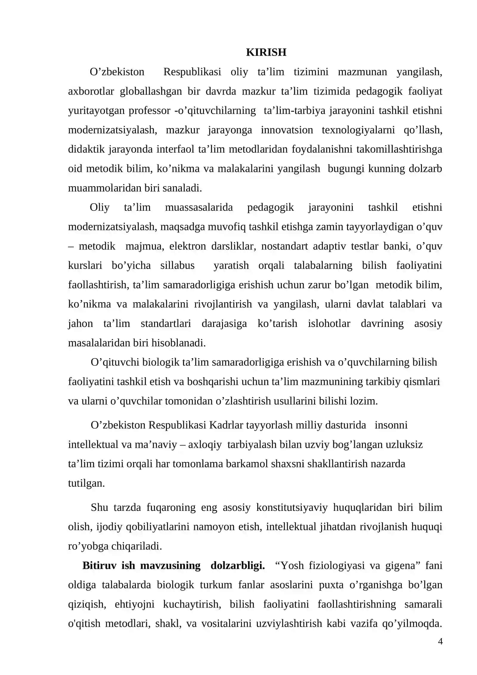 BIOLOGIYA O‘QITISH METODIKASI YO‘NALISHI 4