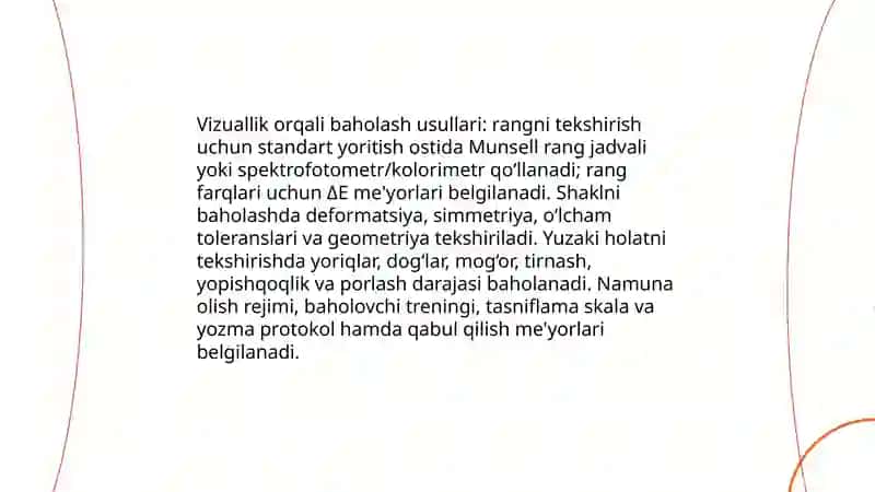 Mahsulot sifatini xavfsizligini aniqlash usullari. Orgonoleptikasi 4
