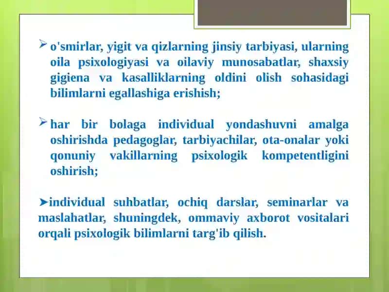 AMALIY PSIXOLOG FAOLIYATINING ASOSIY KO'RINISHLARI 4