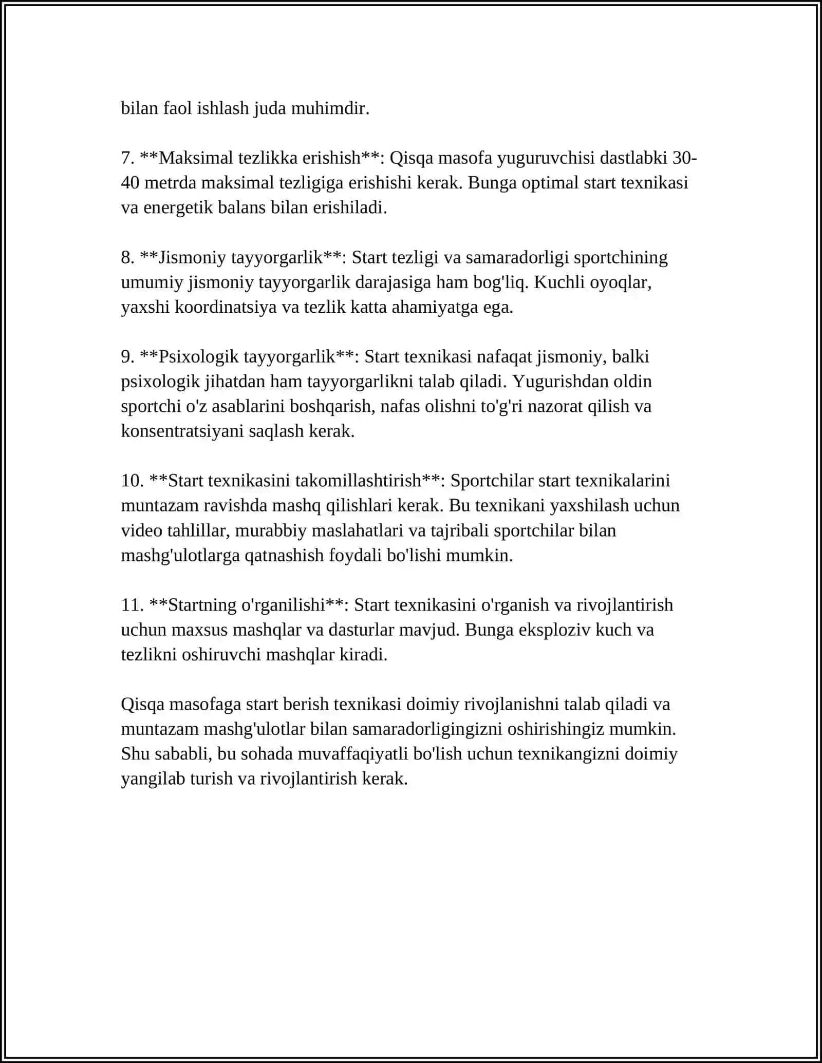 QISQA MASOFAGA STARTGA KIRISH VA YENGIL CHIQISH 4