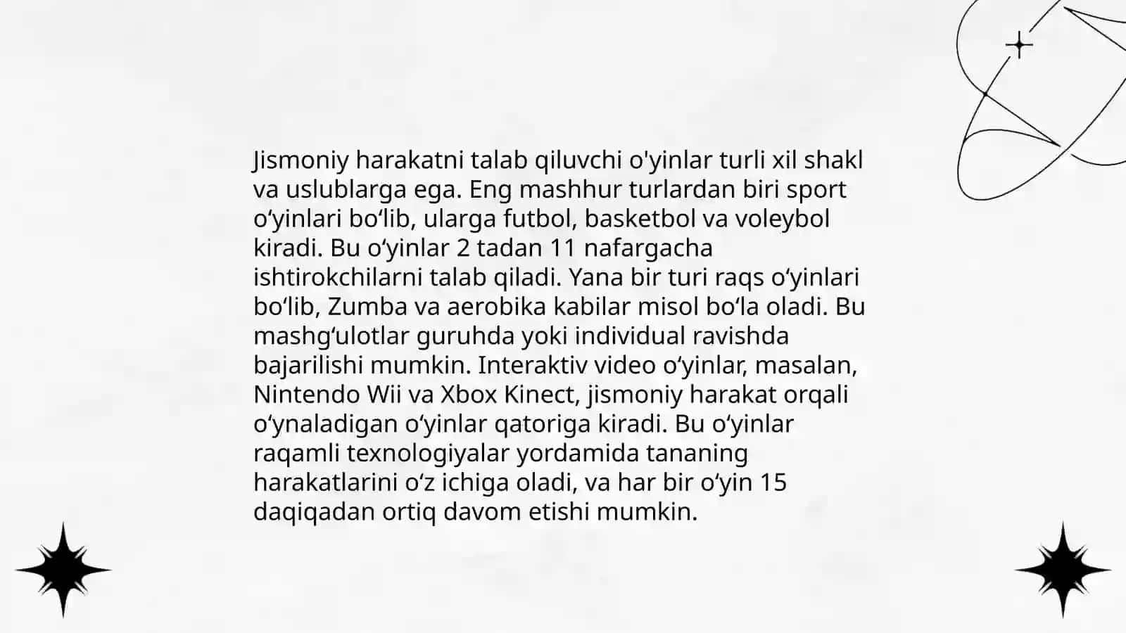 Harakatli o'yinlar tasnifi va uning turlari 4