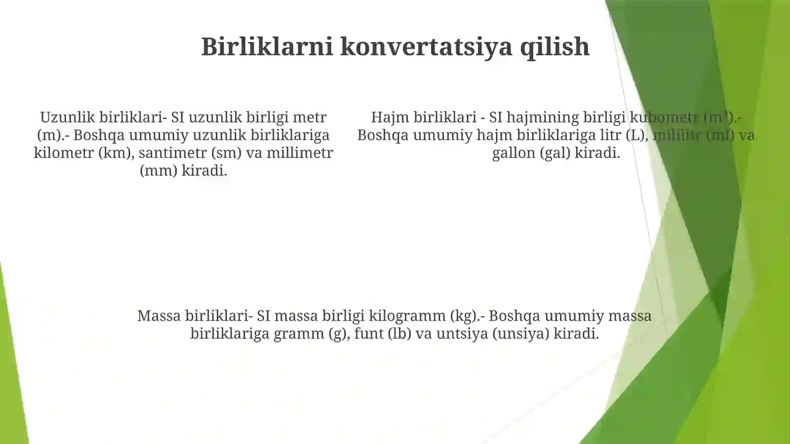 Uzunlik Va Yuza O'lchov Birliklari Haqida Malumot 4