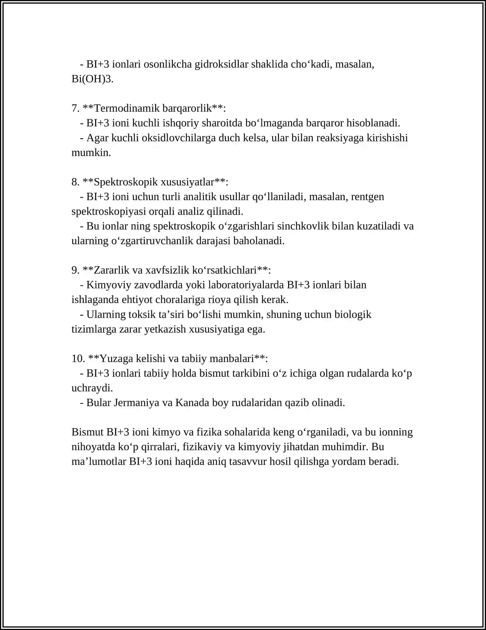 BI+3, CD+2 VA HG+2 KATIONLARINI TIZIMLI TAHLIL CHIZMASINI TUZISH VA ANALITIK REAKSIYALARI 4