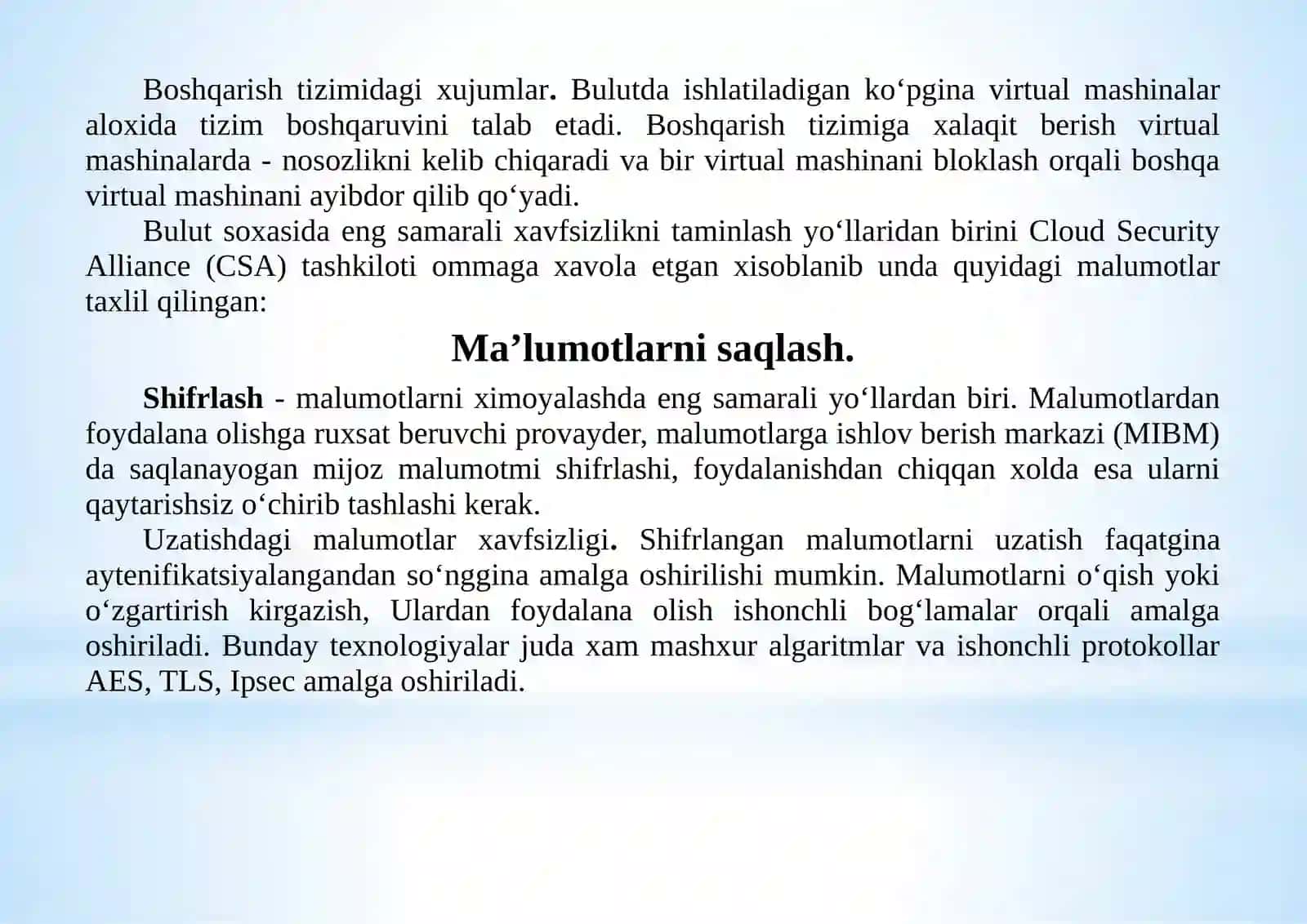 Bulutli texnologiyalarda amalga oshiriladigan hujumlar va ularni bartaraf etish 4