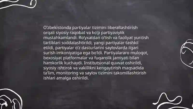 Ozbekistonda demakratik,fuqorolik jamiyati asoslarining shakllanishi amalga oshirilgan siyosiy islohatlar Umid Haydarov 4