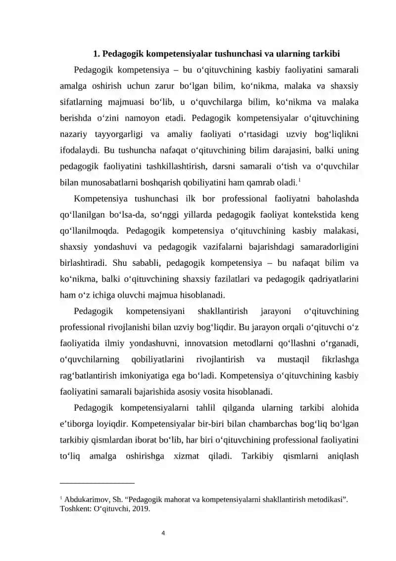 Pedagogik kompeensiyalarni shakllantirishda pedagogik mahorat o'rni 4