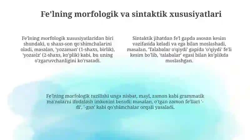 O'zbek tilshunosligida fe'lning o'rni va ta'rifi 4