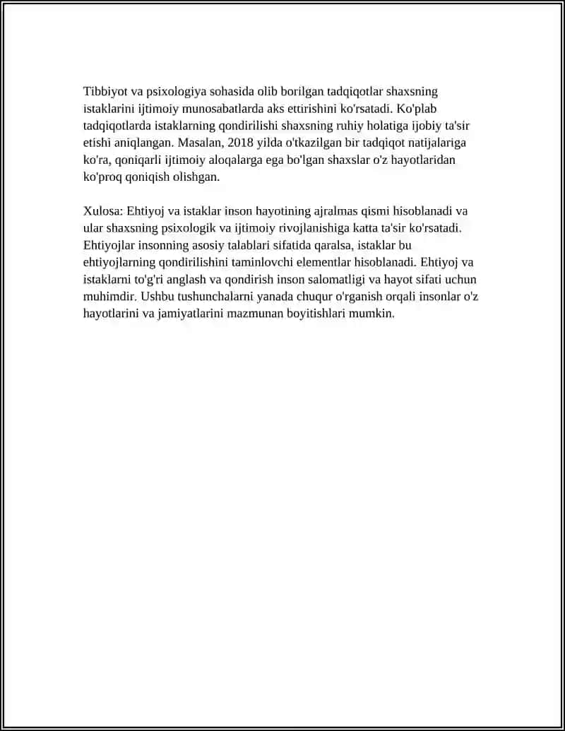 XOZIRGI VA KELAJAKDAGI EHTIYOJLAR VA XOXISH ISTAKLAR O'RTASIDAGI FARQNI ANIQLASH 4