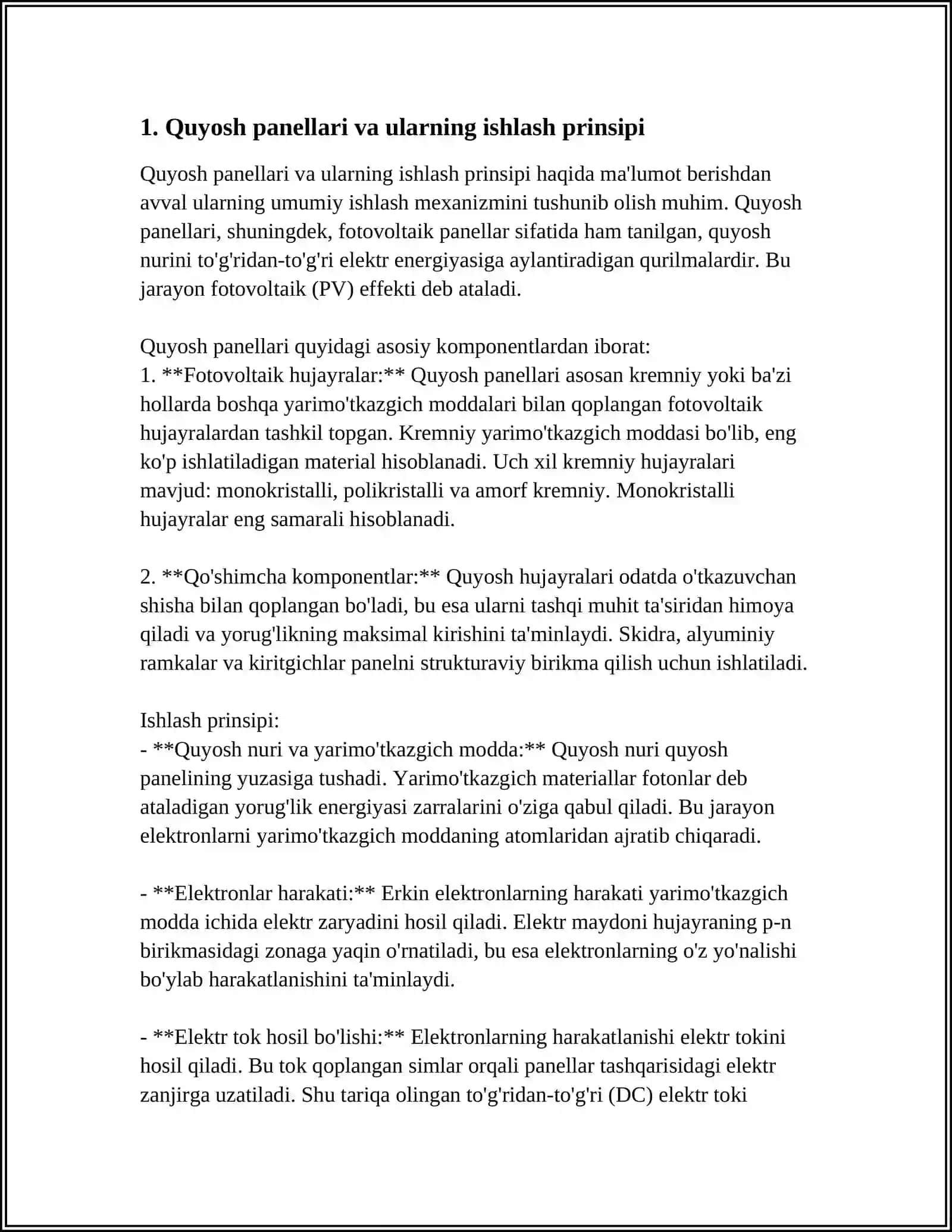 SHAMOL ELEKTR ENERGIYASINI ISHLAB CHIQARUVCHI QURILMALAR VA ULARNING FIK 4