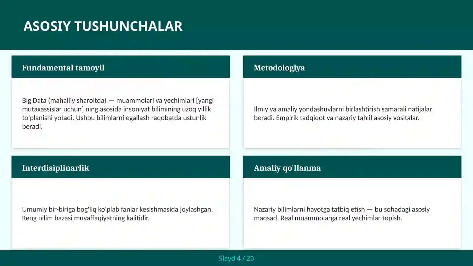 BIG DATA (MAHALLIY SHAROITDA) — MUAMMOLARI VA YECHIMLARI [YANGI MUTAXASSISLAR UCHUN] 4