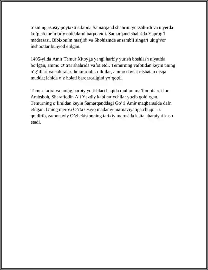 Amir Temur Ulli Mamleklik Iskeri 4