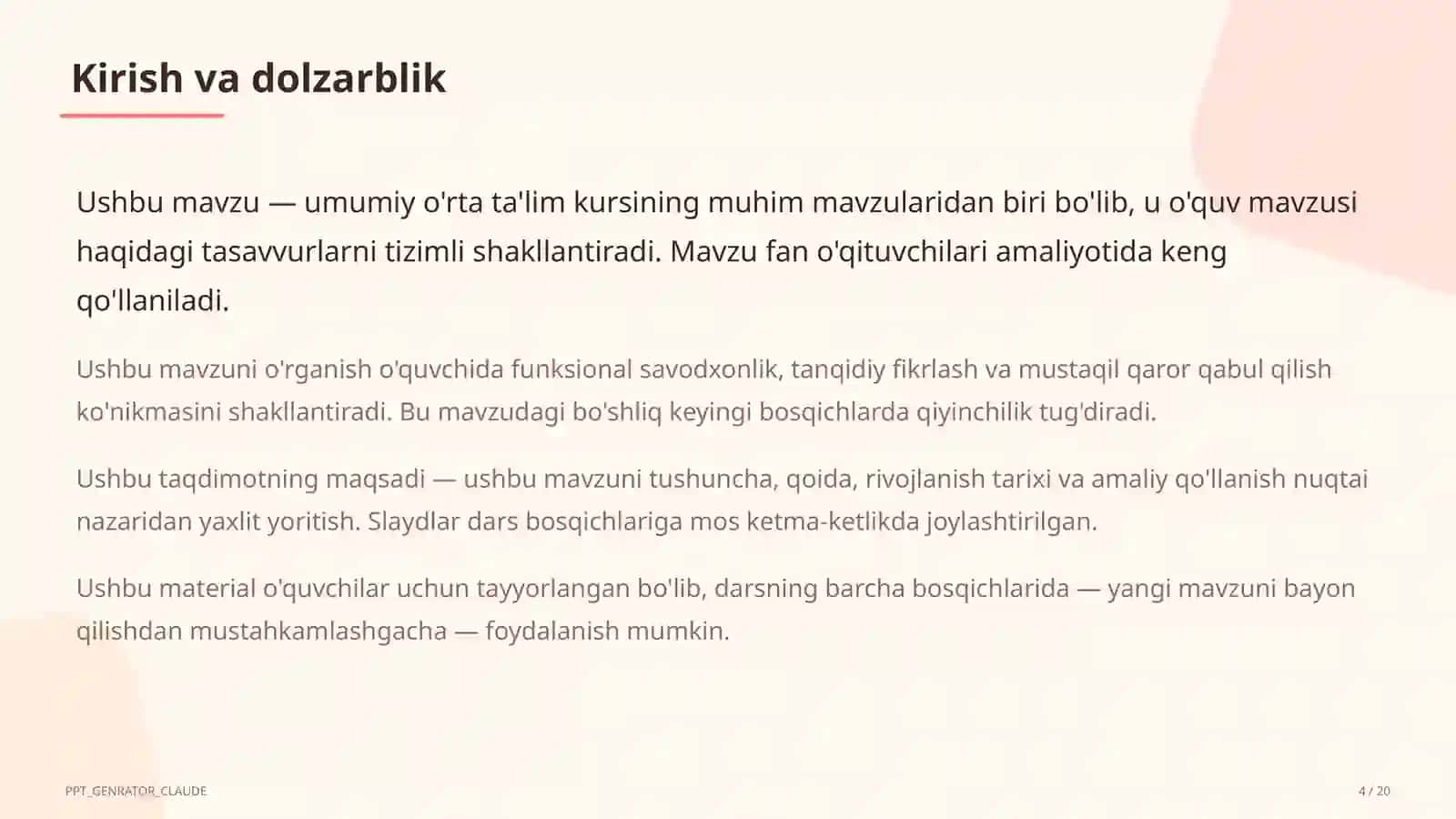 Dolzarb mavzular — maktab va o'qituvchilar 4
