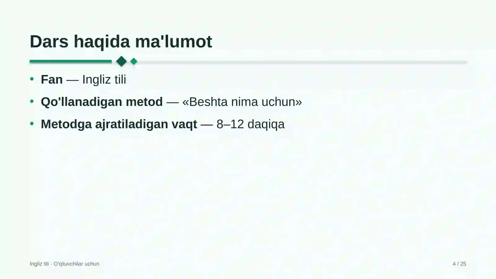 ingliz tili darslarida beshta nima uchun metodidan foydalanish 5318 4
