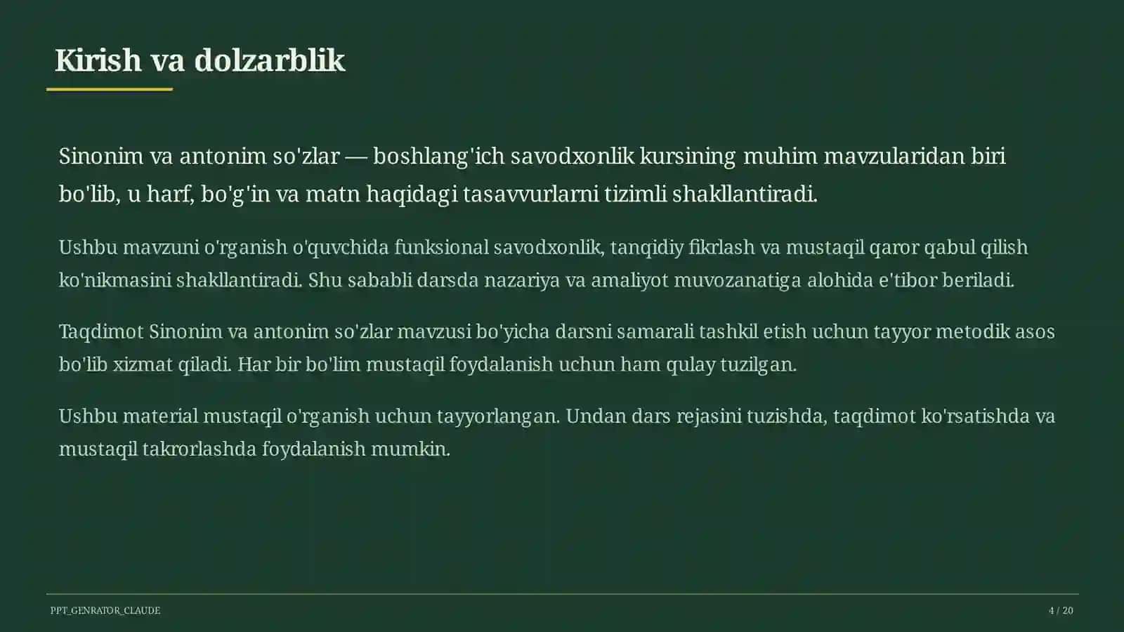 Sinonim va antonim so'zlar (3-sinf) 4