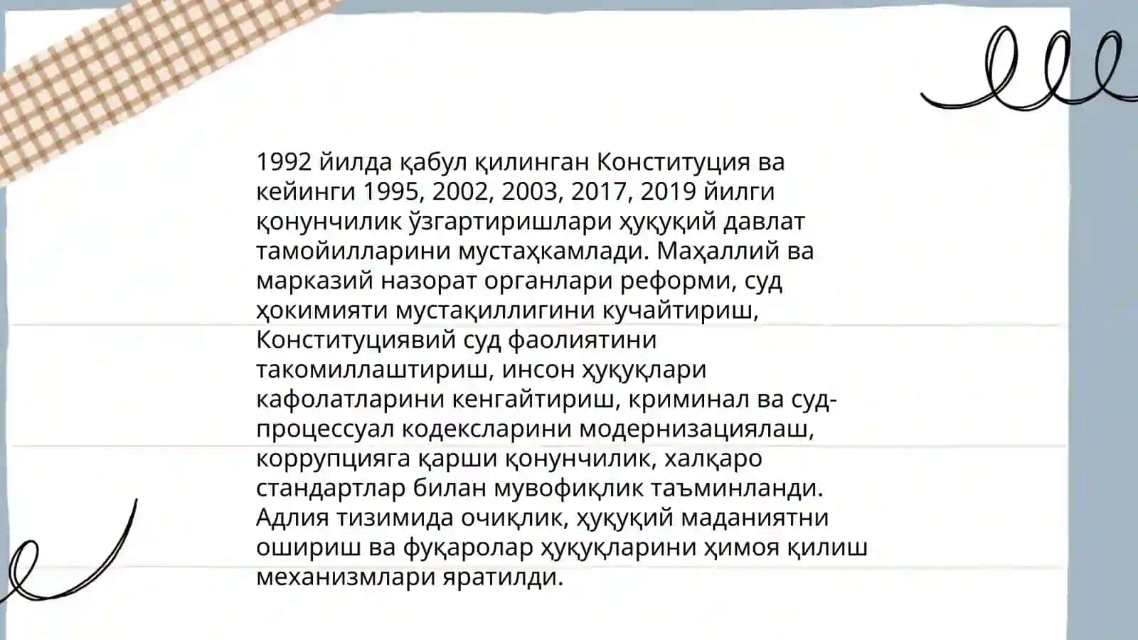 Ўзбекистонда демократик, фуқаролик жамияти асосларининг шаклланиши, амалга оширилган сиёсий ислоҳотлар 4