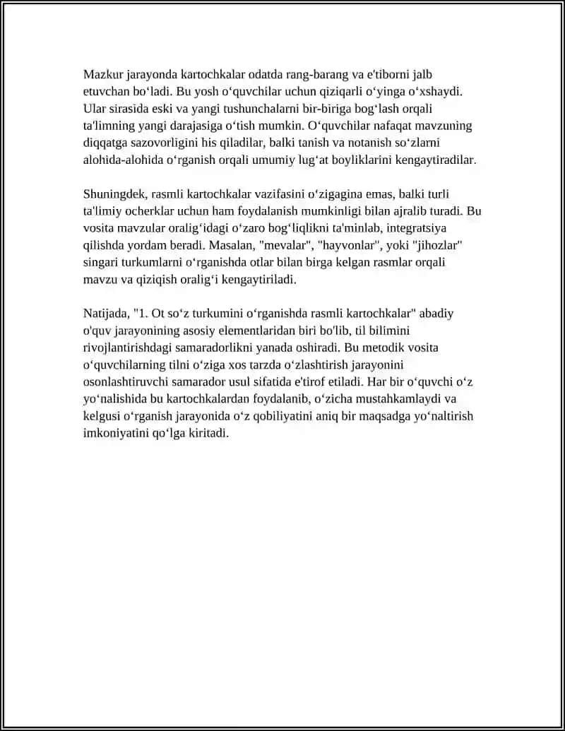 Ot so‘z turkumini o‘rganishda rasmli kartochkalar 4