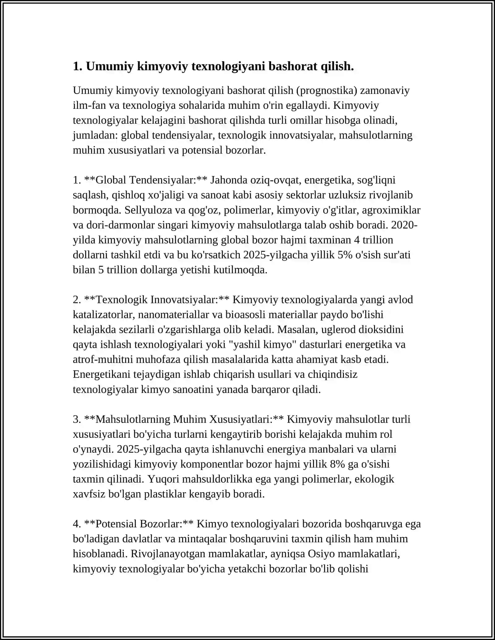 UMUMIY KIMYOVIY TEXNALOGIYA FANINING PREDICTION, ORGANIK MODDALARNING ASOSIY MANBALARI, ASOSIY ORGANIK SINTEZ FISHER- TROPISH REAKSIYASI, POLIMERLAR SINTEZI VA ULARNI QAYTA ISHLASH 4