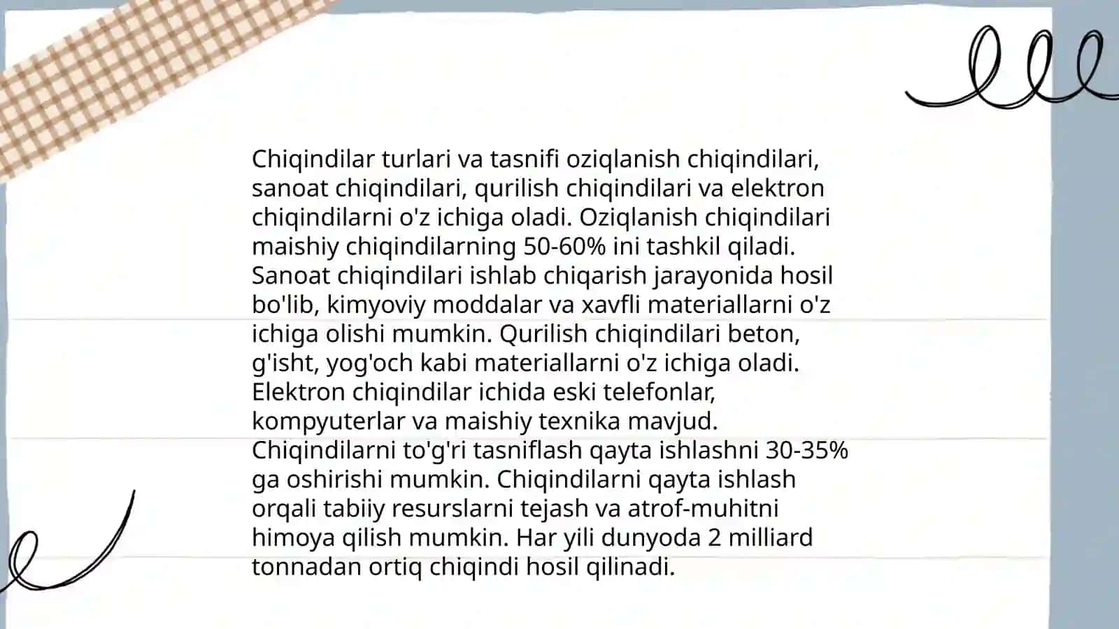 Texnologik jarayon oʻtimlari boyicha chiqindilar hisobi 4