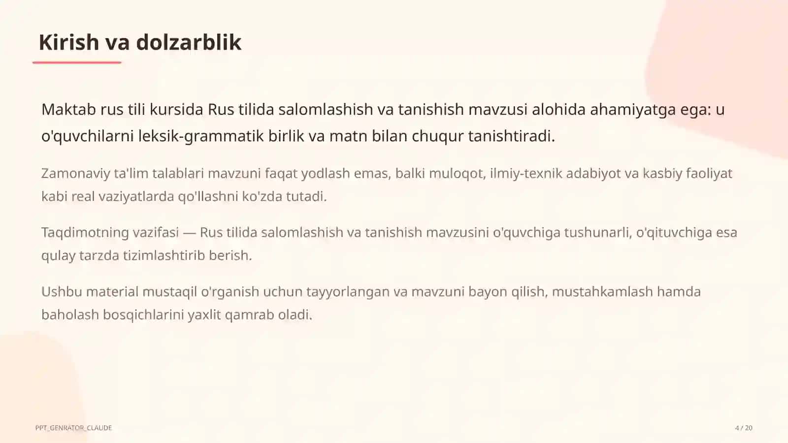 Rus tilida salomlashish va tanishish (2-sinf) 4