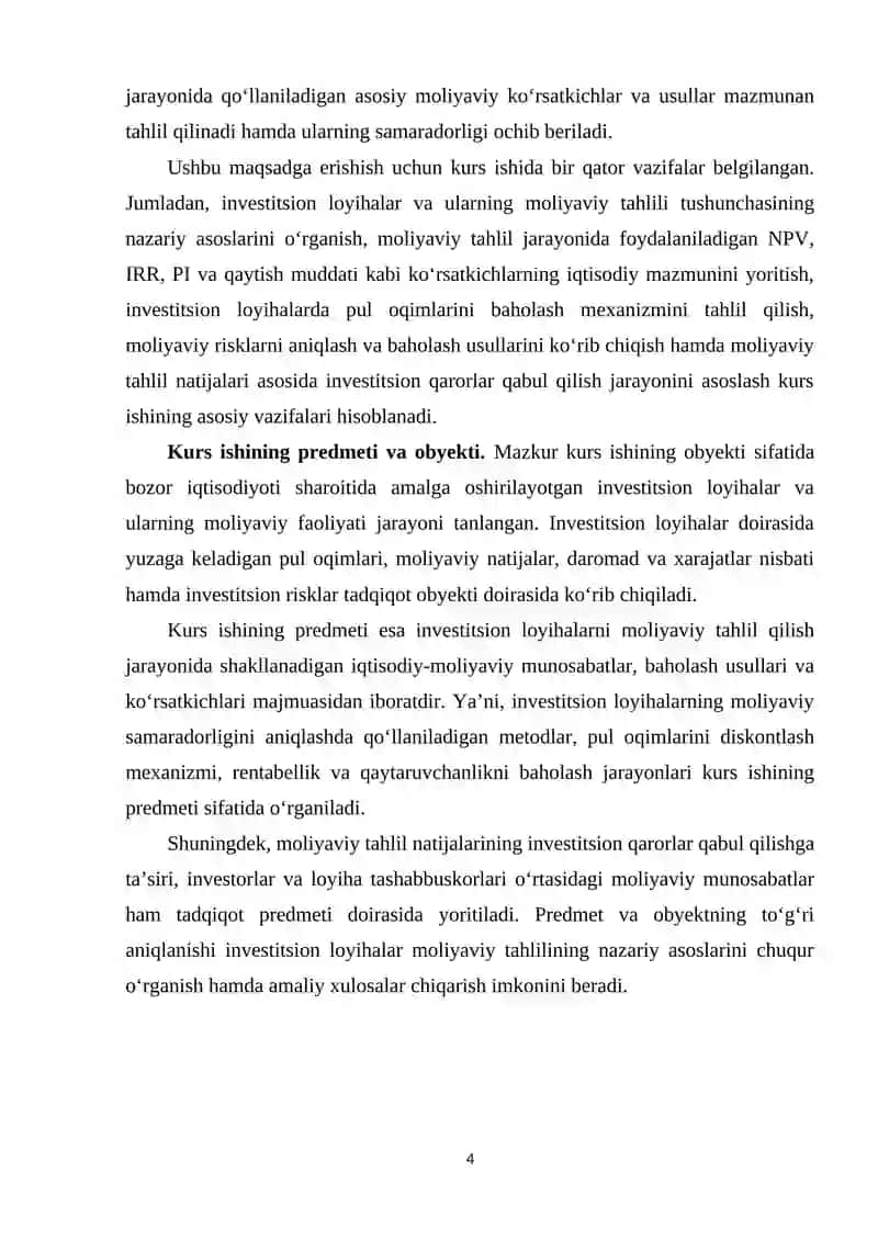 Investision loyihalar moliyaviy tahlili mohiyati 4